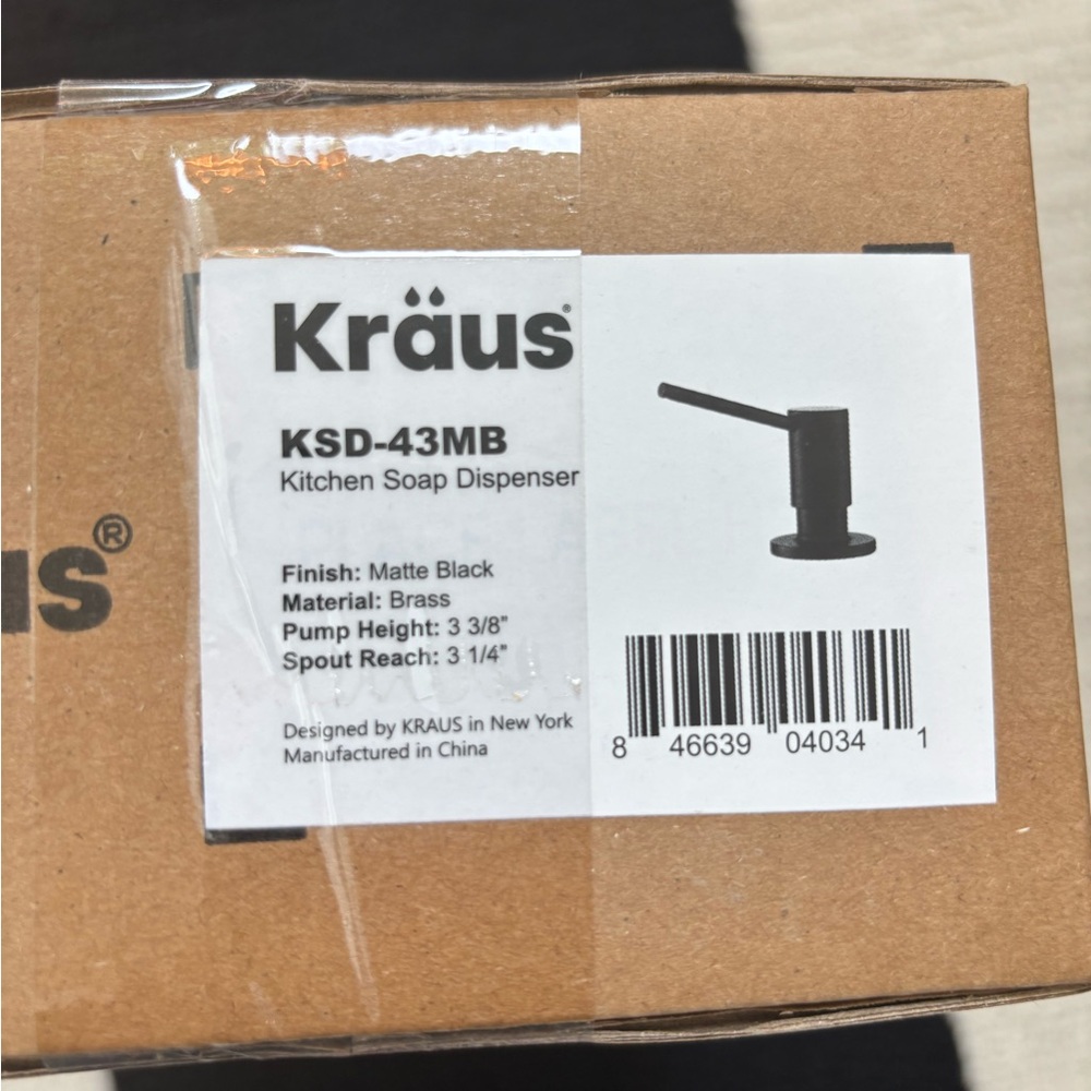 Kraus Matte Black Kitchen Soap Dispenser